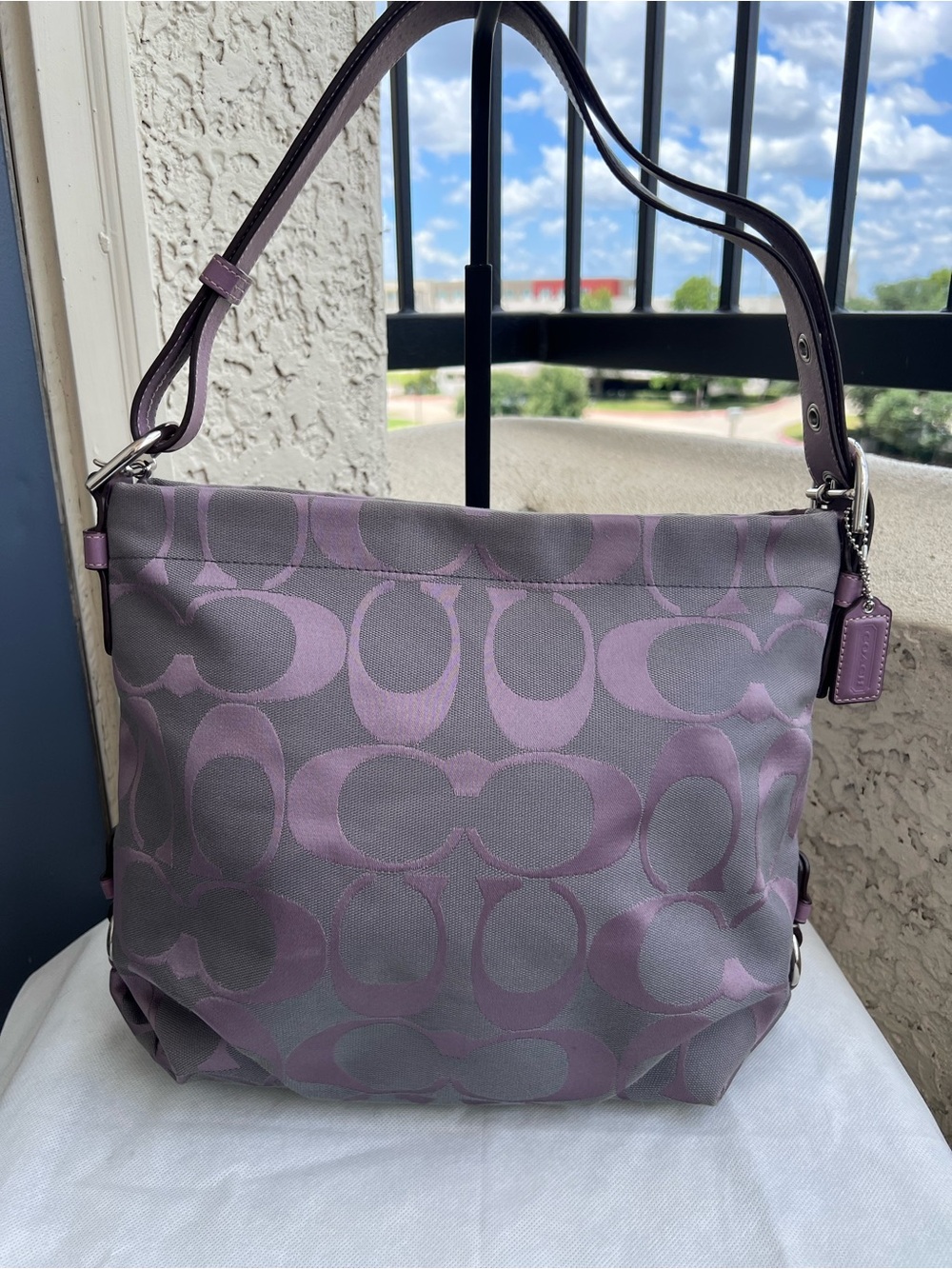 Coach Signature SoHo Duffle Bag in Lavender and Gray